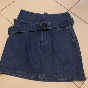 blanc de blanc high waisted non strech denim skirt